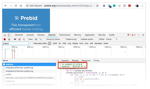 Check Prebid.js version